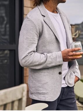 NWT Faherty Inlet Knit Blazer (Tall) - Heather Grey Sz MT